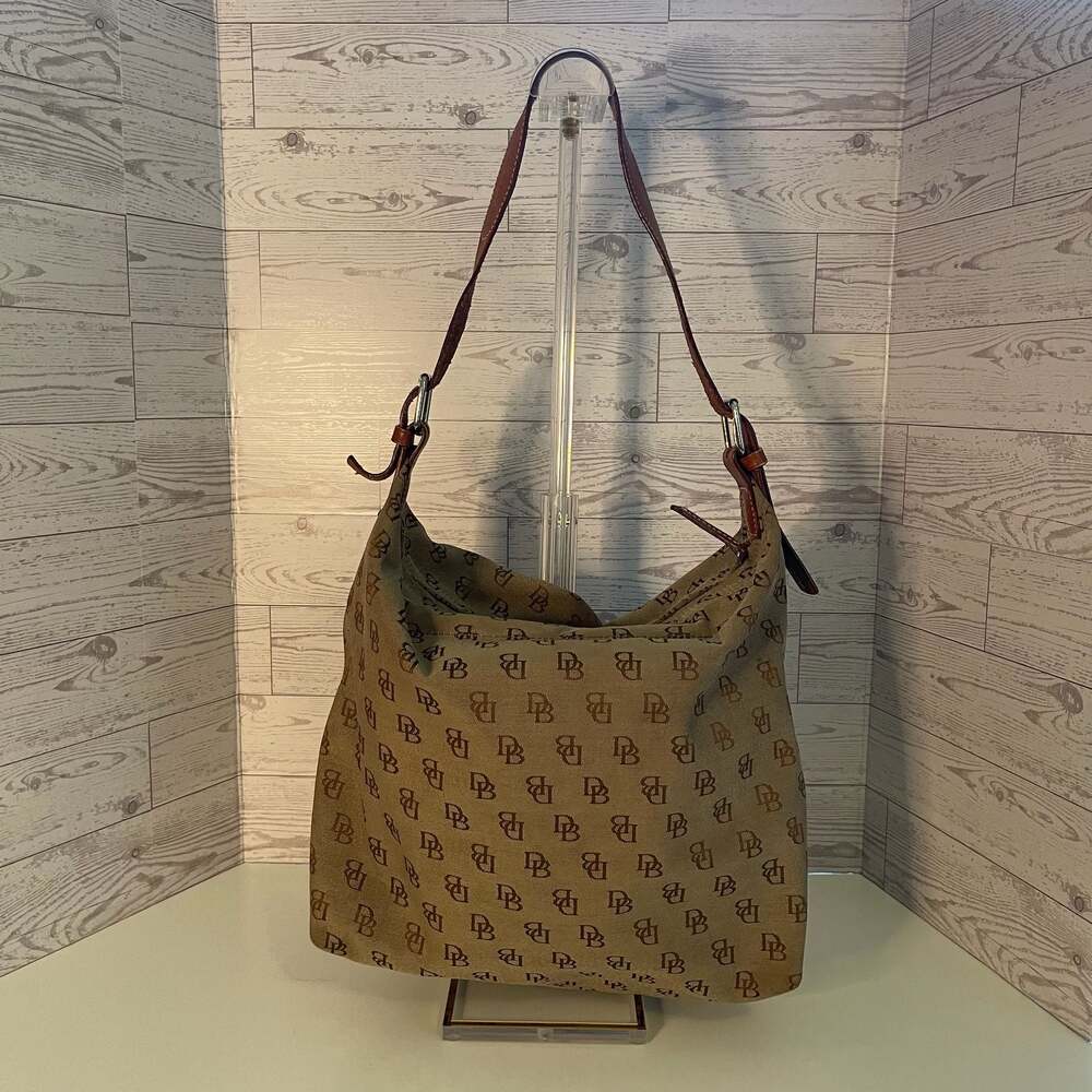 Vintage DOONEY AND BOURKE Monograme DB Canvas Shoulder Handbag Purse Bag SEE